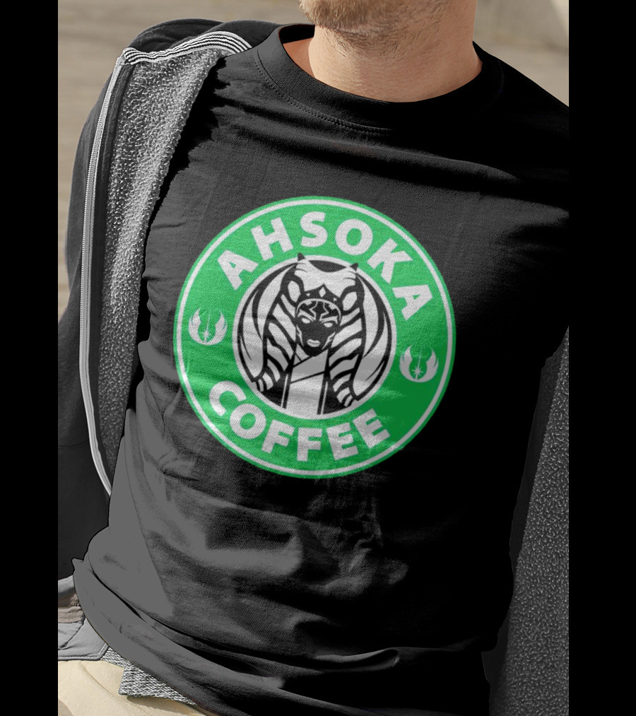 Ahsoka Coffee Star Wars Parody Logo Jedi Symbols T-Shirt