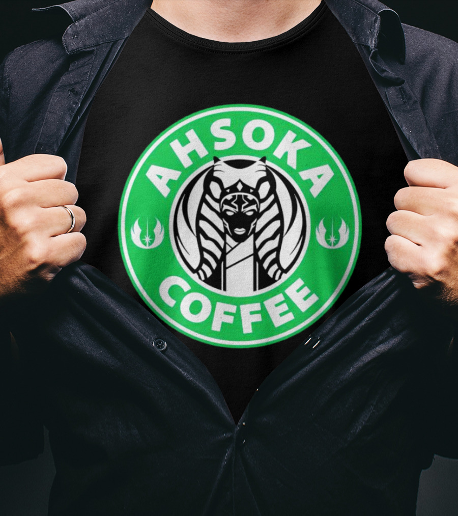 Ahsoka Coffee Star Wars Parody Logo Jedi Symbols T-Shirt