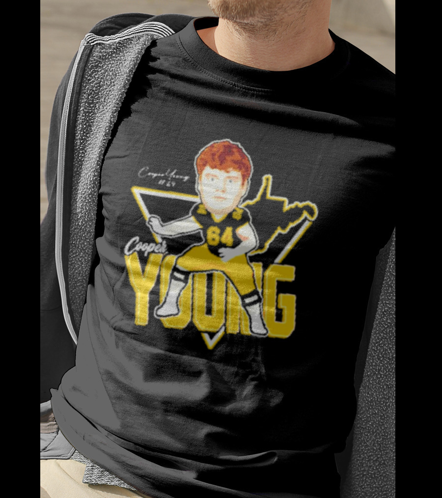 Cooper Young 64 Caricature Signature Football T-Shirt