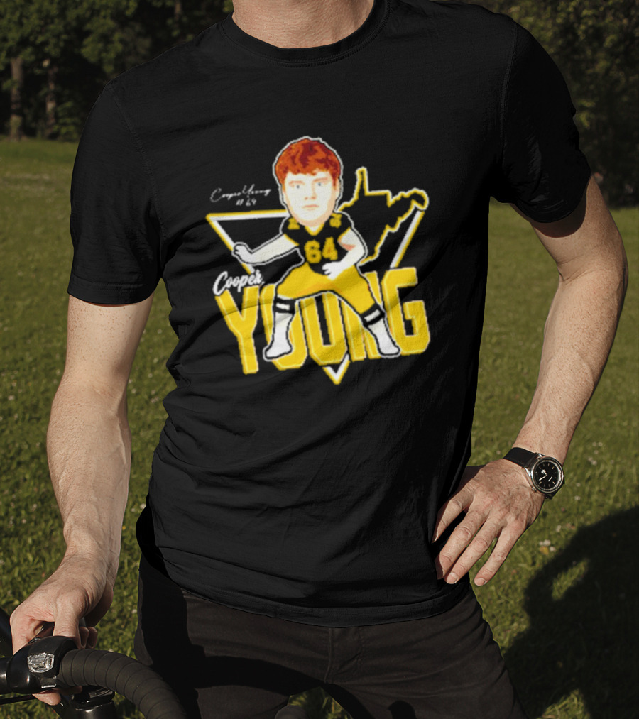 Cooper Young 64 Caricature Signature Football T-Shirt
