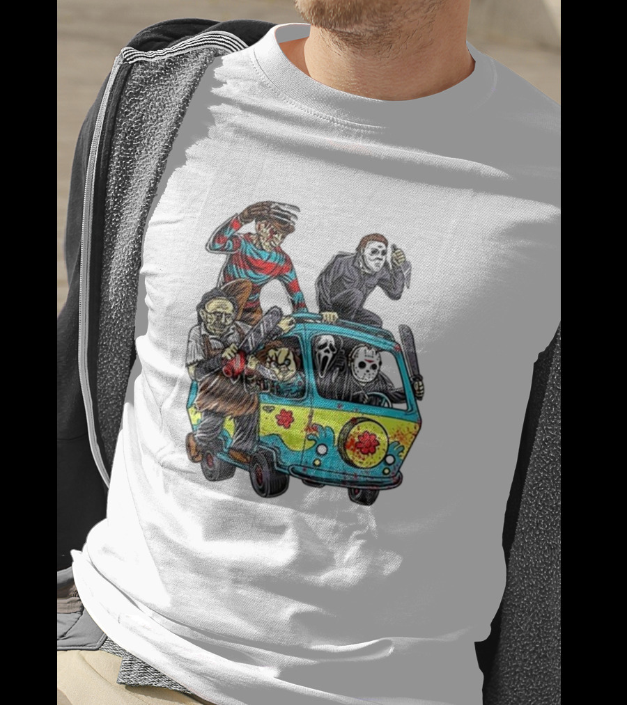 Horror Movie Characters Spooky Van Halloween Adventure T-Shirt