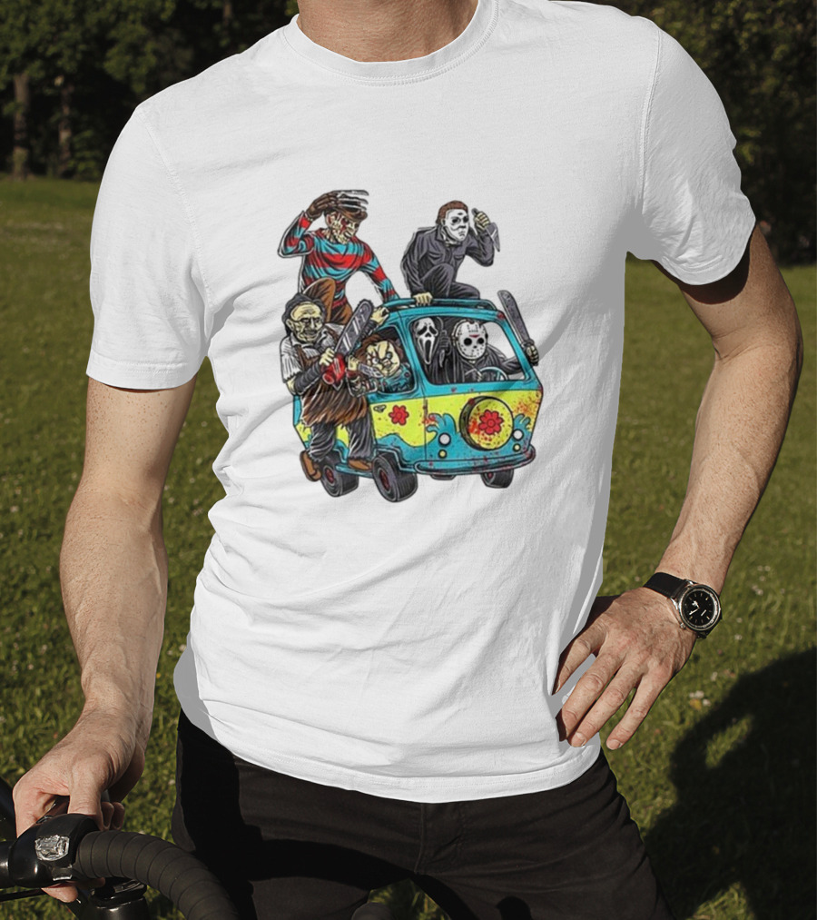 Horror Movie Characters Spooky Van Halloween Adventure T-Shirt