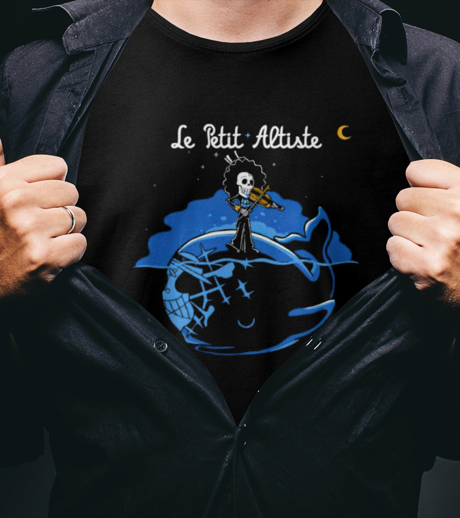Le Petit Altiste Skeleton Violinist On Whale Under Moon T-Shirt