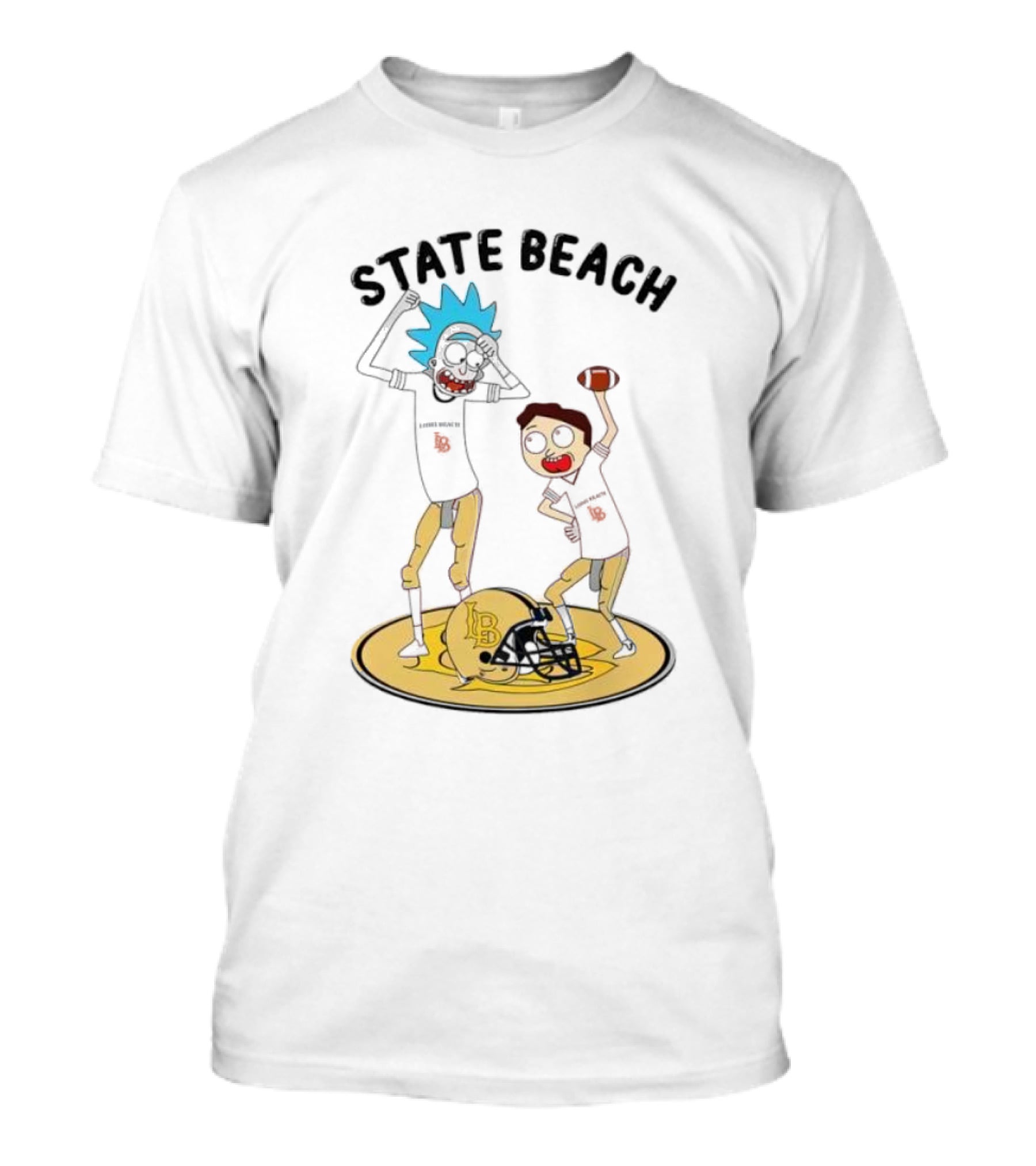 State Beach Long Beach Rick And Morty Dancing Football Helmet T-Shirt