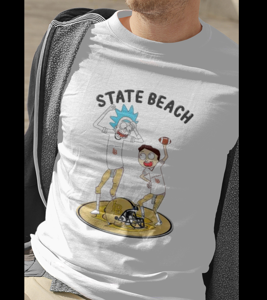 State Beach Long Beach Rick And Morty Dancing Football Helmet T-Shirt
