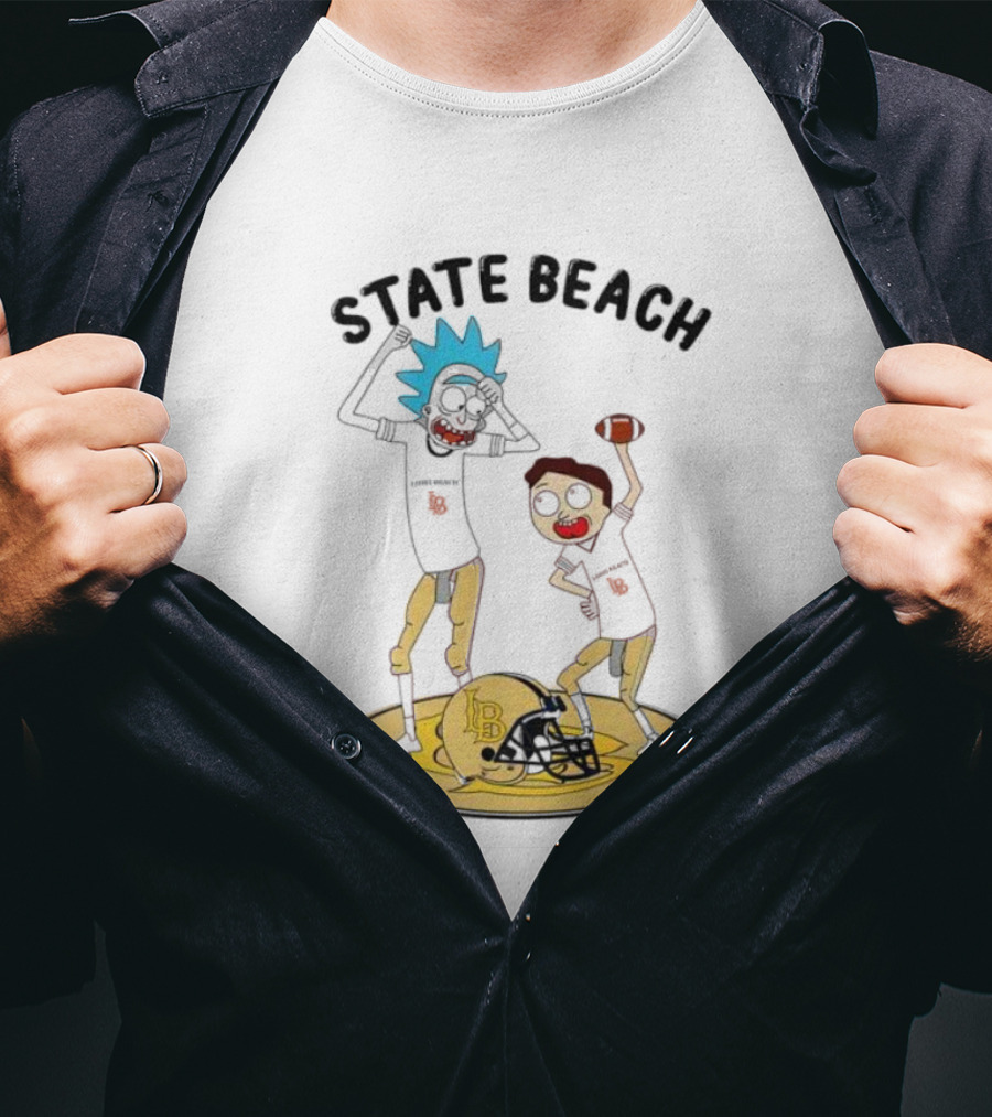 State Beach Long Beach Rick And Morty Dancing Football Helmet T-Shirt