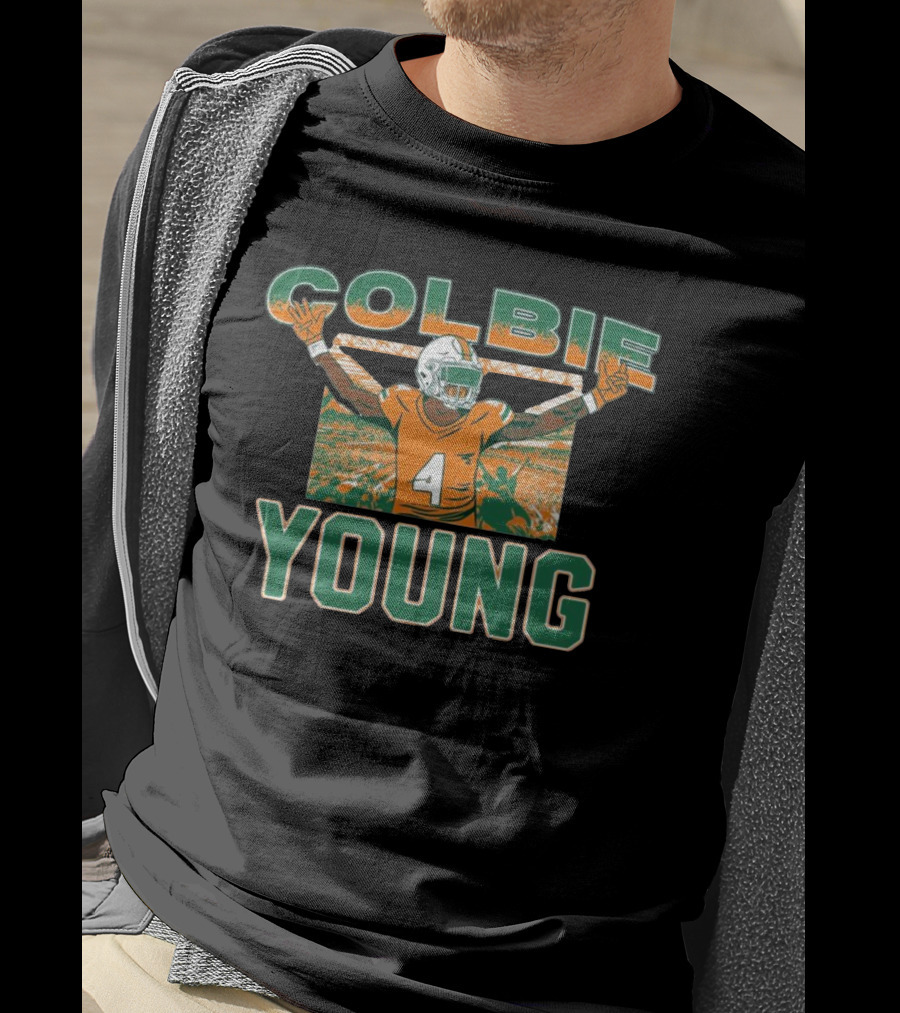 Colbie Young Number 4 Miami Hurricanes Football T-Shirt