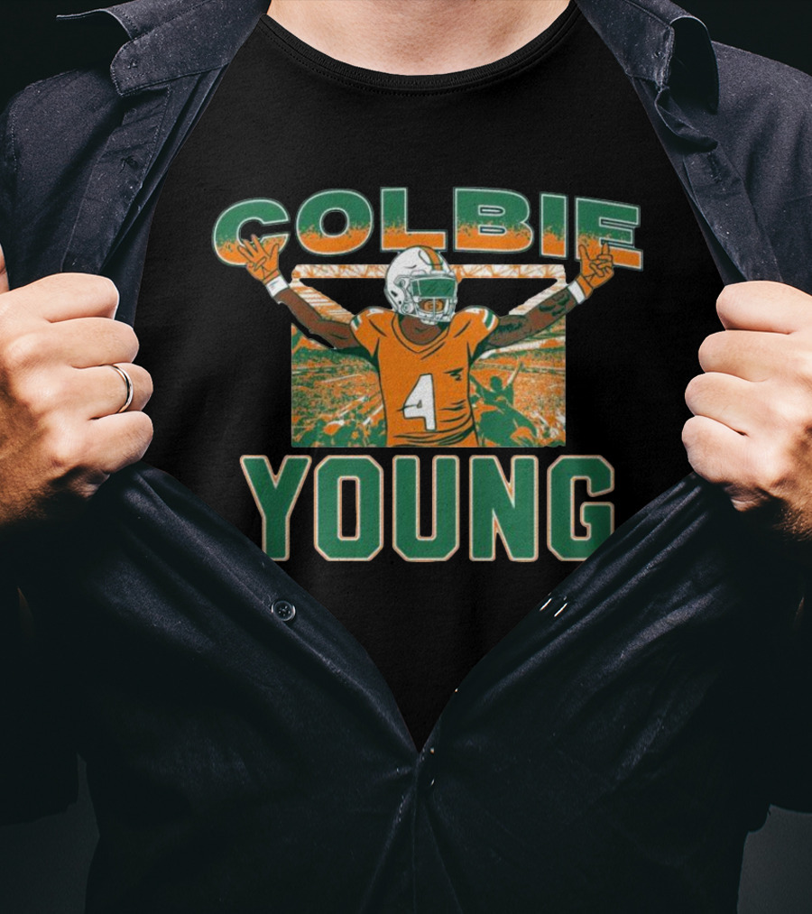 Colbie Young Number 4 Miami Hurricanes Football T-Shirt
