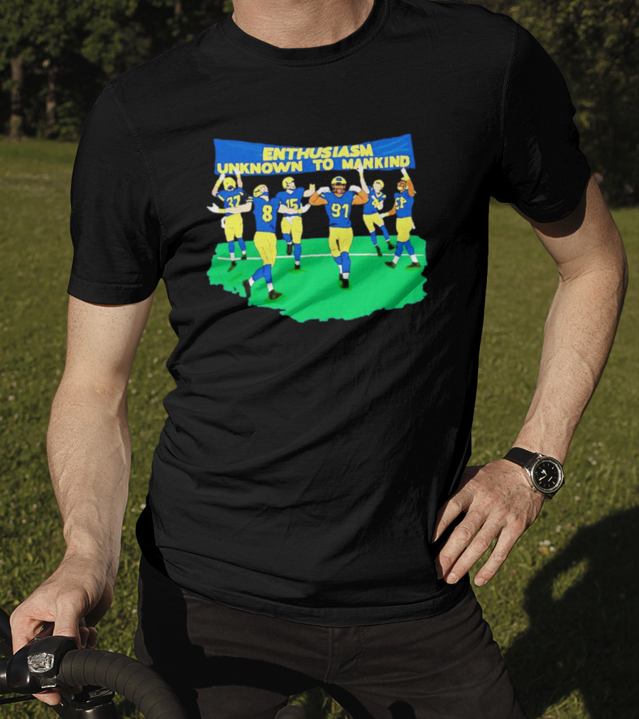 Michigan Wolverines Enthusiasm Unknown To Mankind Football Players Celebrating T-Shirt