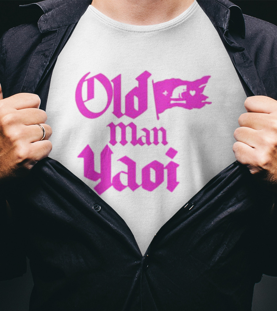 Old Man Yaoi Pink Gothic Text T-Shirt