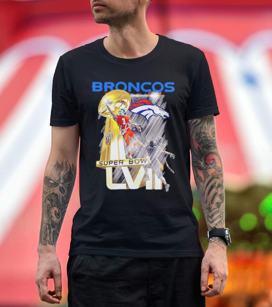 Broncos Denver Russell Wilson Super Bowl LVII Signature T-Shirt