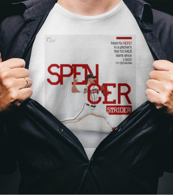 Spencer Strider Atlanta Braves Most Ks 435 In First 50 MLB Starts Since 1900 T-Shirt