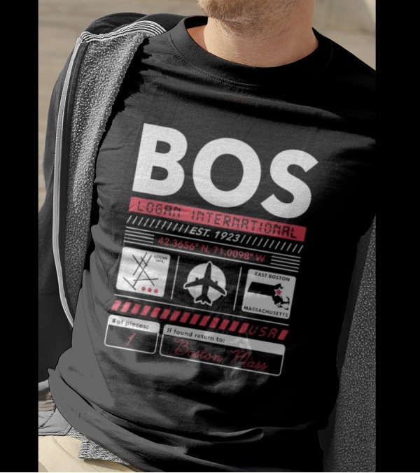BOS Logan International Airport Est. 1923 Boston Massachusetts USA T-Shirt