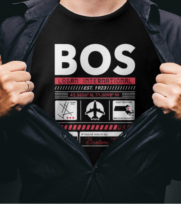 BOS Logan International Airport Est. 1923 Boston Massachusetts USA T-Shirt
