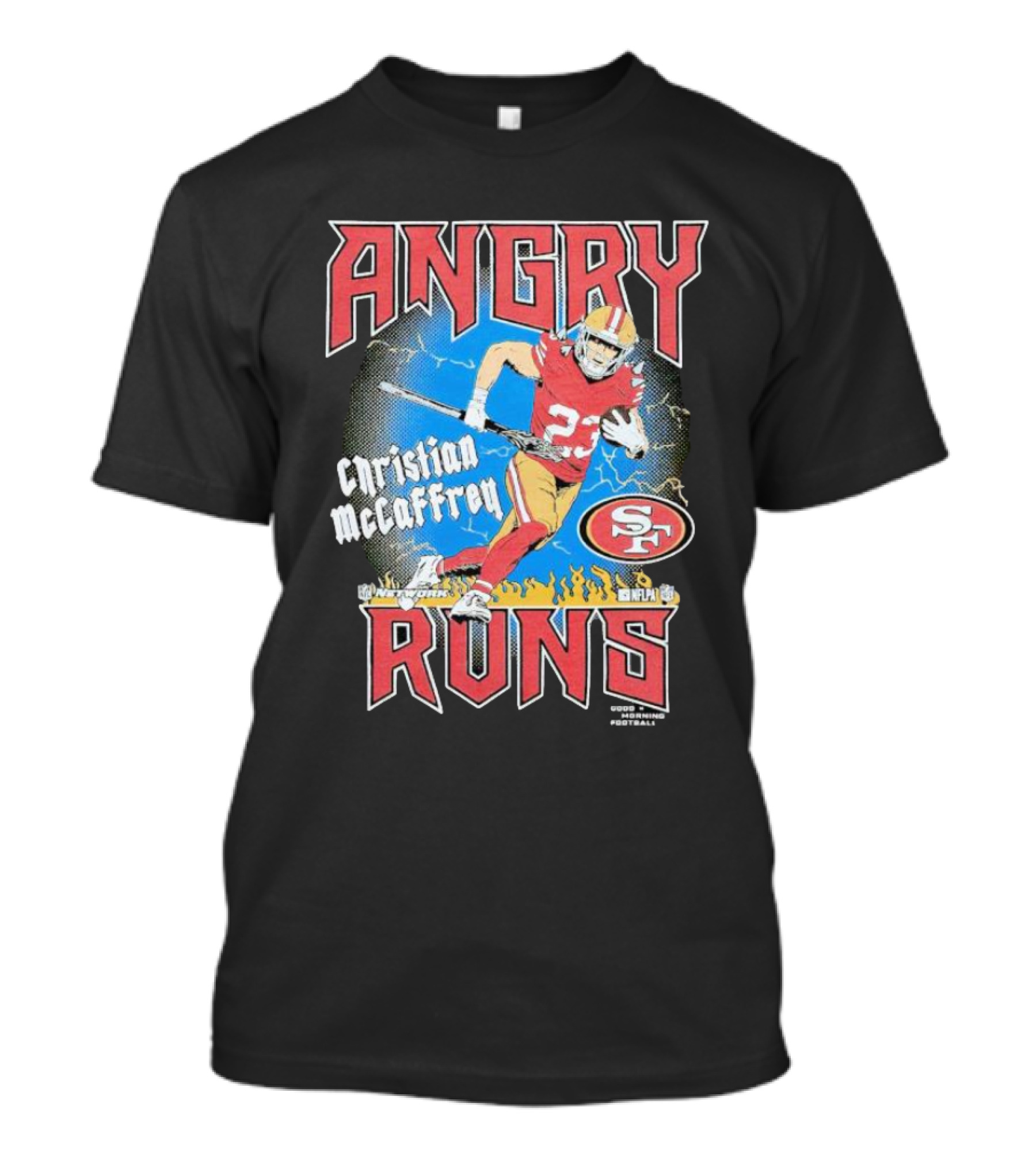 Christian McCaffrey Angry Runs NFL Football 49ers Iconic T-Shirt
