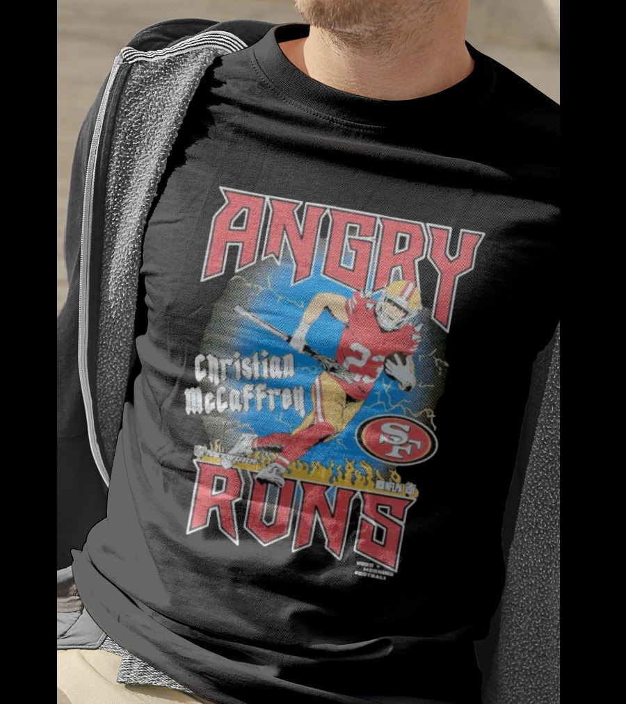 Christian McCaffrey Angry Runs NFL Football 49ers Iconic T-Shirt
