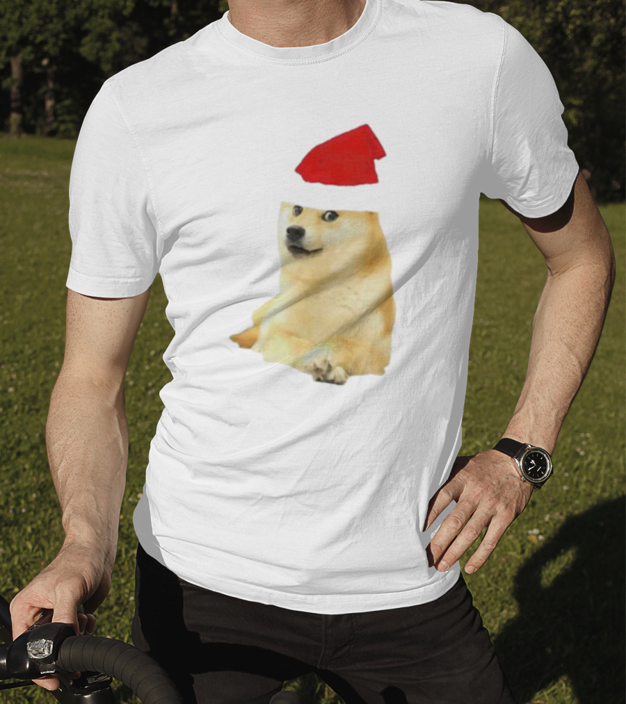 Dogecoin Christmas Santa Hat Meme T-Shirt
