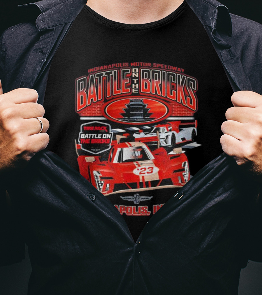 Indianapolis Motor Speedway Battle On The Bricks Racing Scene Indianapolis Indiana T-Shirt