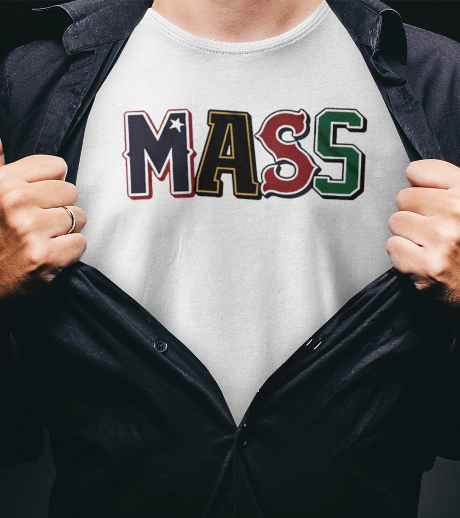 Mass Letter Logo In Multiple Colors T-Shirt