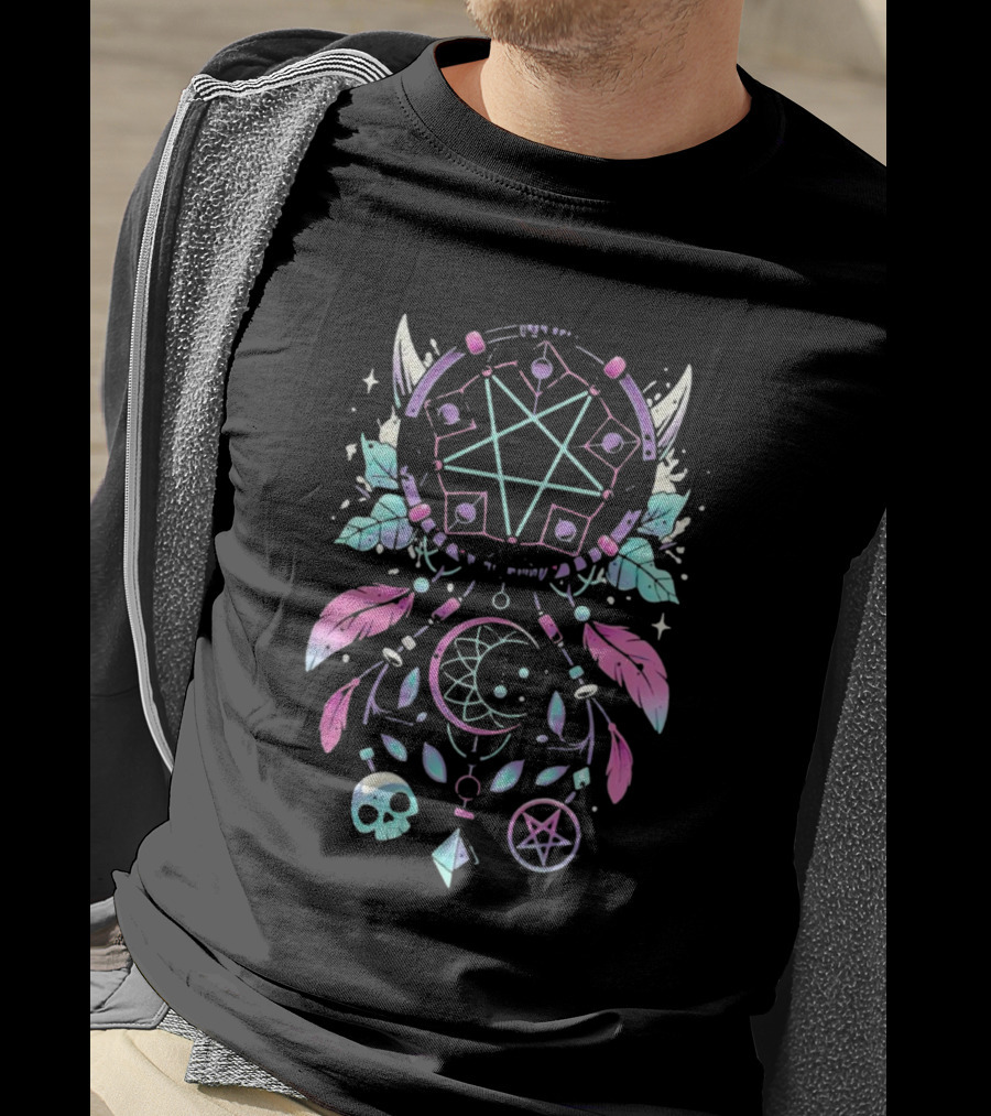 Nightmare Catcher Halloween Pentagram Skull Moon T-Shirt