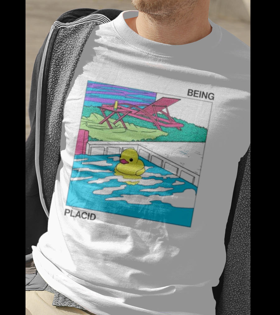 Being Placid Duck Pool Lounger Scene T-Shirt
