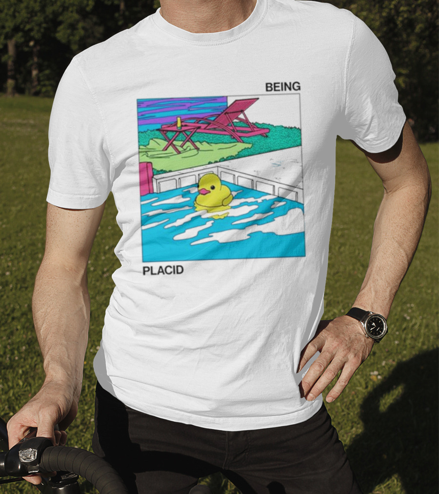 Being Placid Duck Pool Lounger Scene T-Shirt