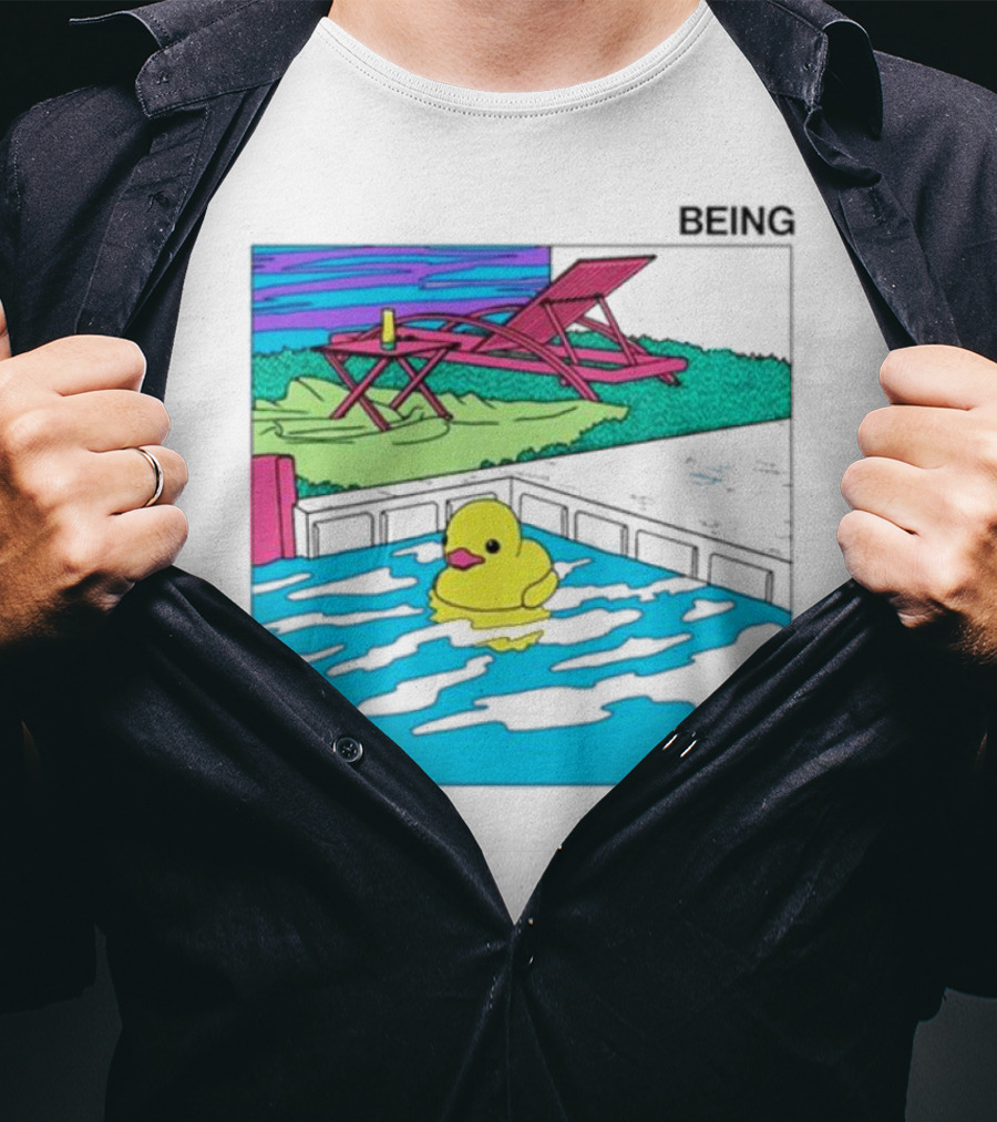 Being Placid Duck Pool Lounger Scene T-Shirt