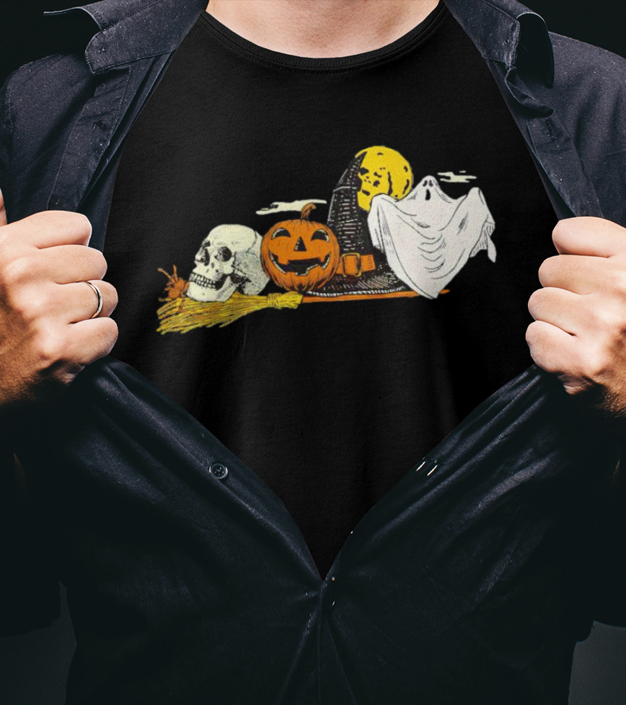 Vintage Kentucky Halloween Ghost Pumpkin Skull Moon T-Shirt