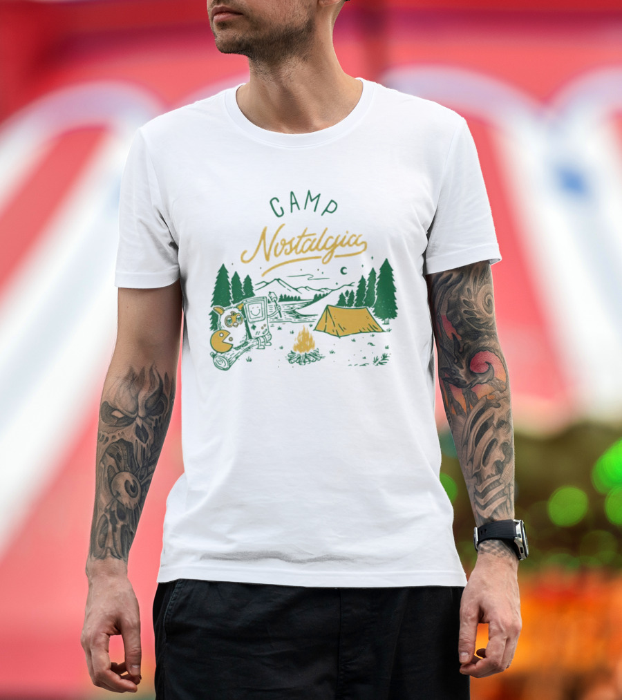 Camp Nostalgia Campfire Tent Forest Night Scene T-Shirt
