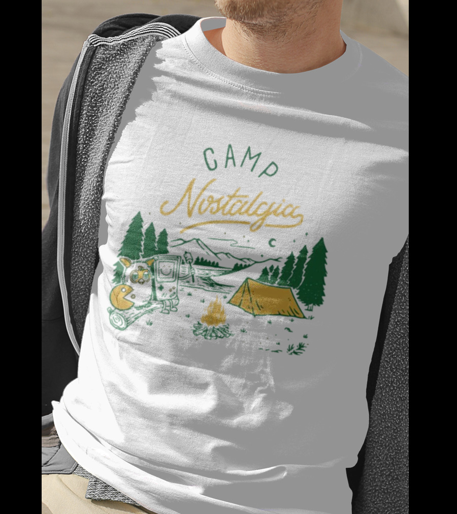 Camp Nostalgia Campfire Tent Forest Night Scene T-Shirt