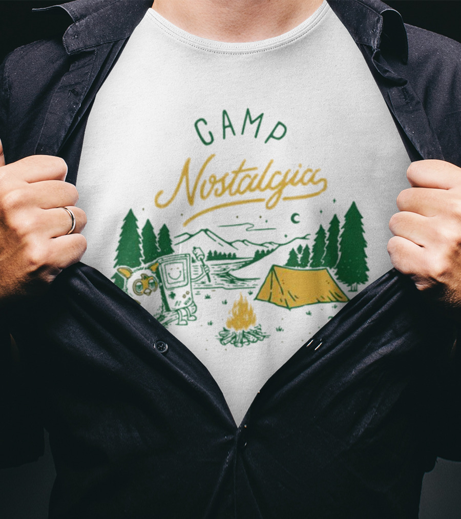 Camp Nostalgia Campfire Tent Forest Night Scene T-Shirt
