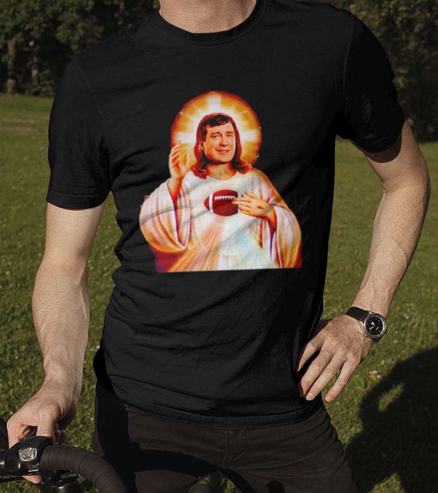 Church Of Smart Jesus With Football Halo T-Shirt