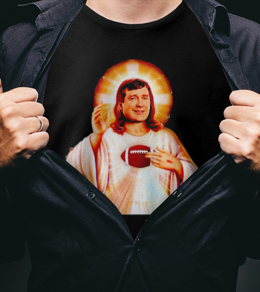 Church Of Smart Jesus With Football Halo T-Shirt