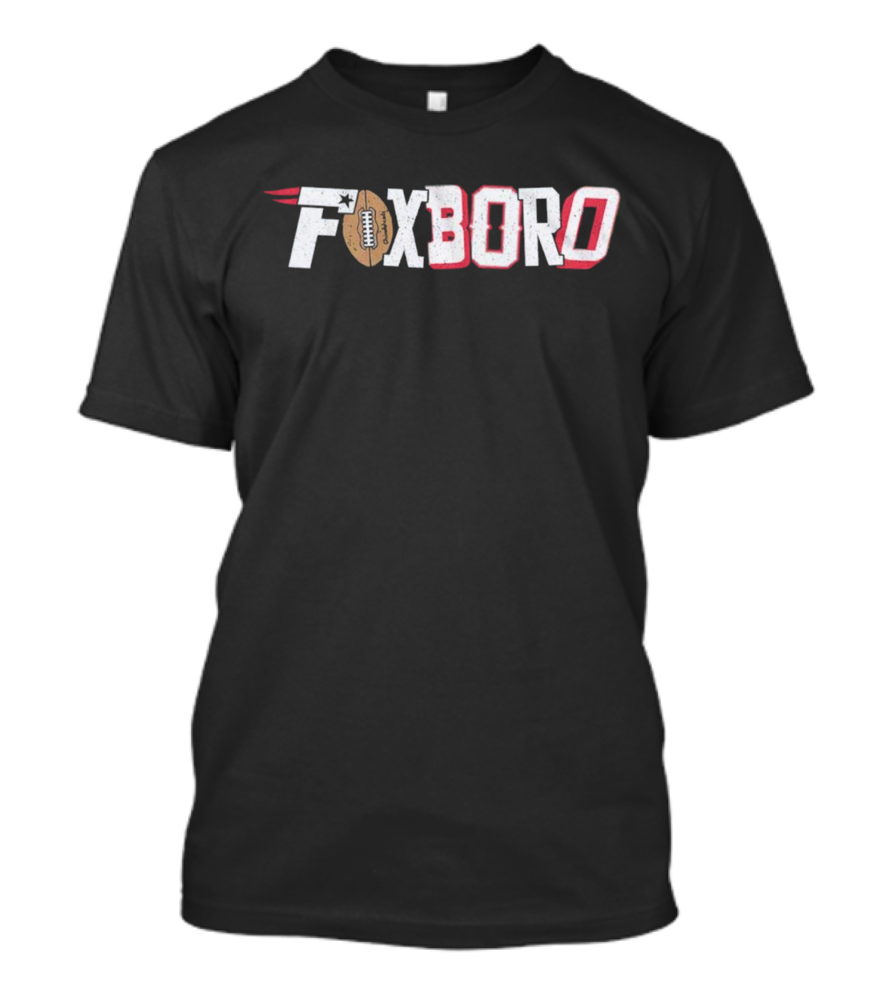 Foxboro Patriots Football Text Logo With Leather Football And Star T-Shirt
