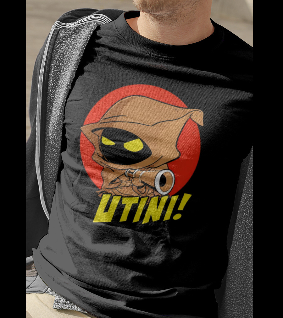 Jawa Star Wars Utini Character With Hood And Yellow Eyes T-Shirt
