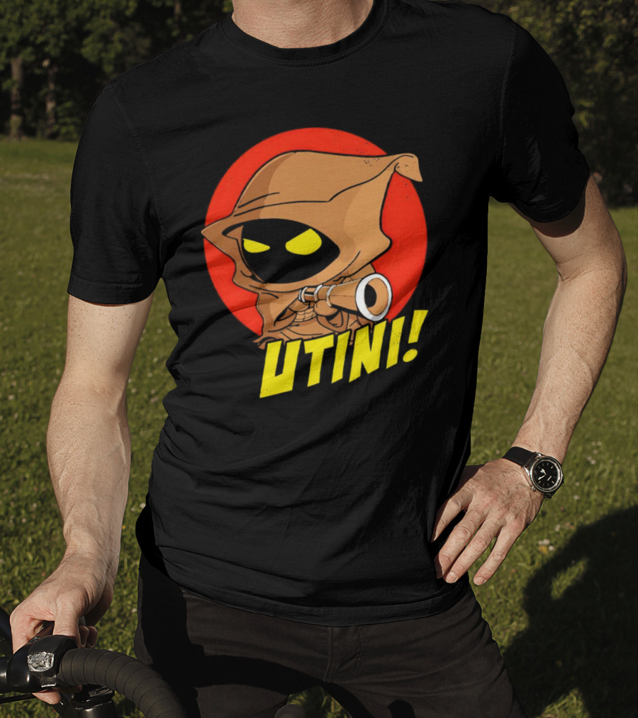 Jawa Star Wars Utini Character With Hood And Yellow Eyes T-Shirt
