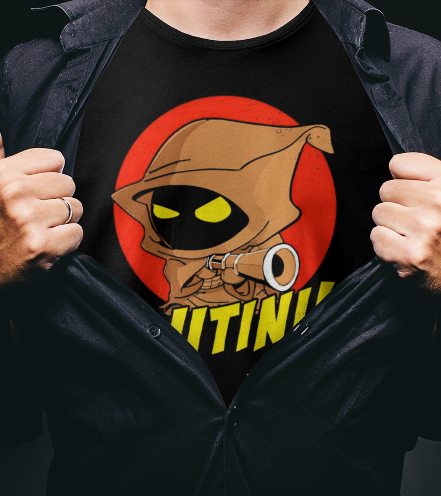 Jawa Star Wars Utini Character With Hood And Yellow Eyes T-Shirt
