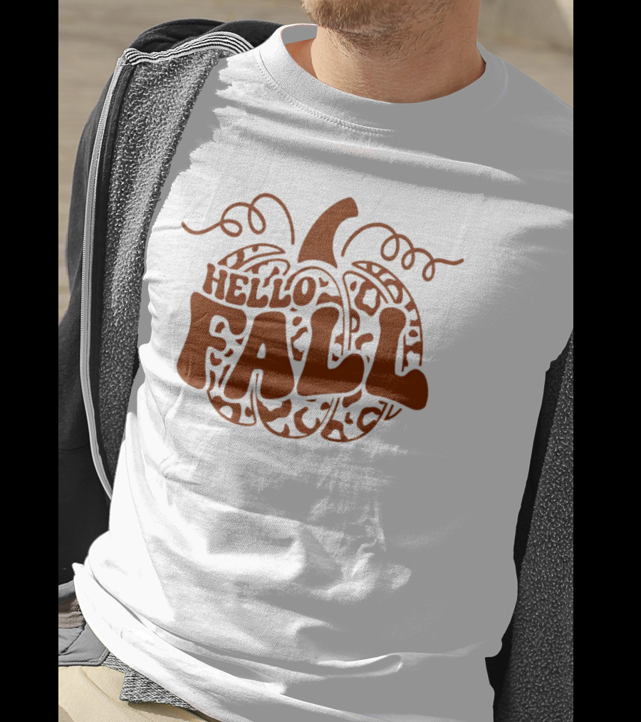 Hello Fall Leopard Pumpkin T-Shirt