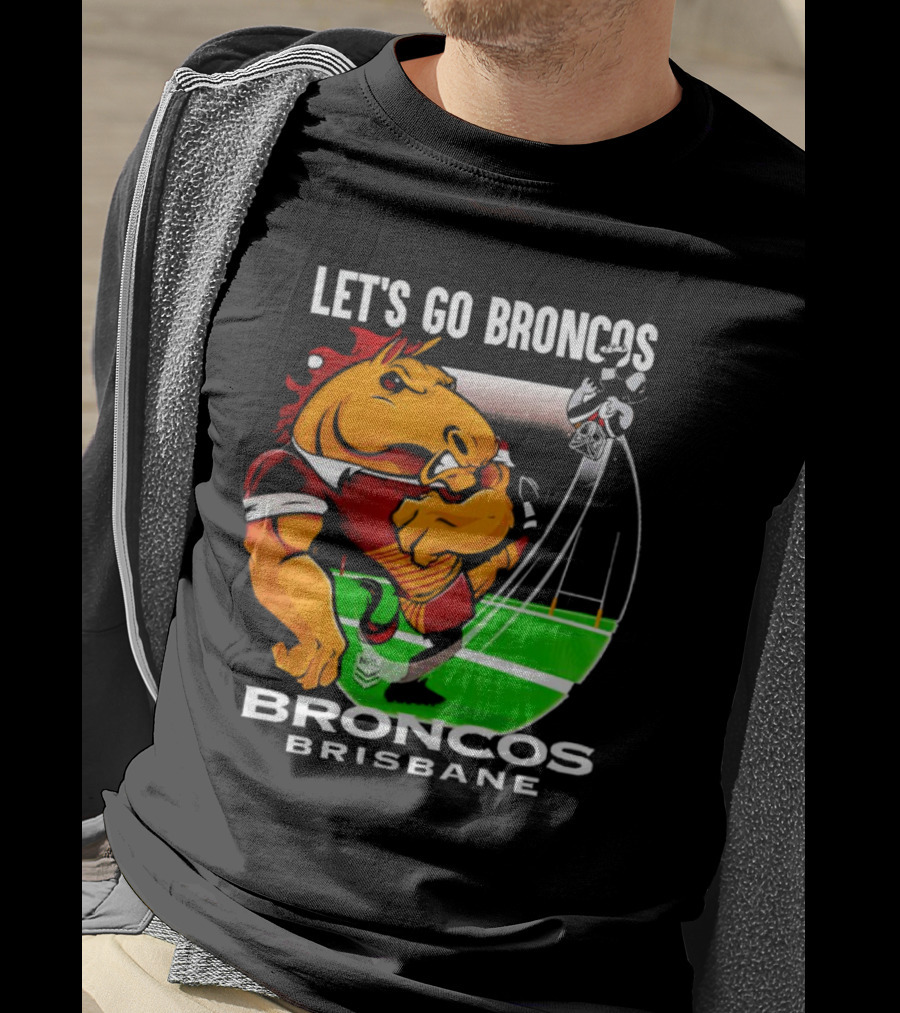 Let’s Go Broncos Brisbane NRL Football Mascot Kick T-Shirt