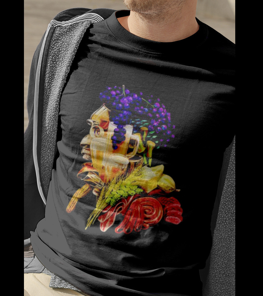 Toru Yano Damashie Baroque Food Face With Grapes And Wheat T-Shirt