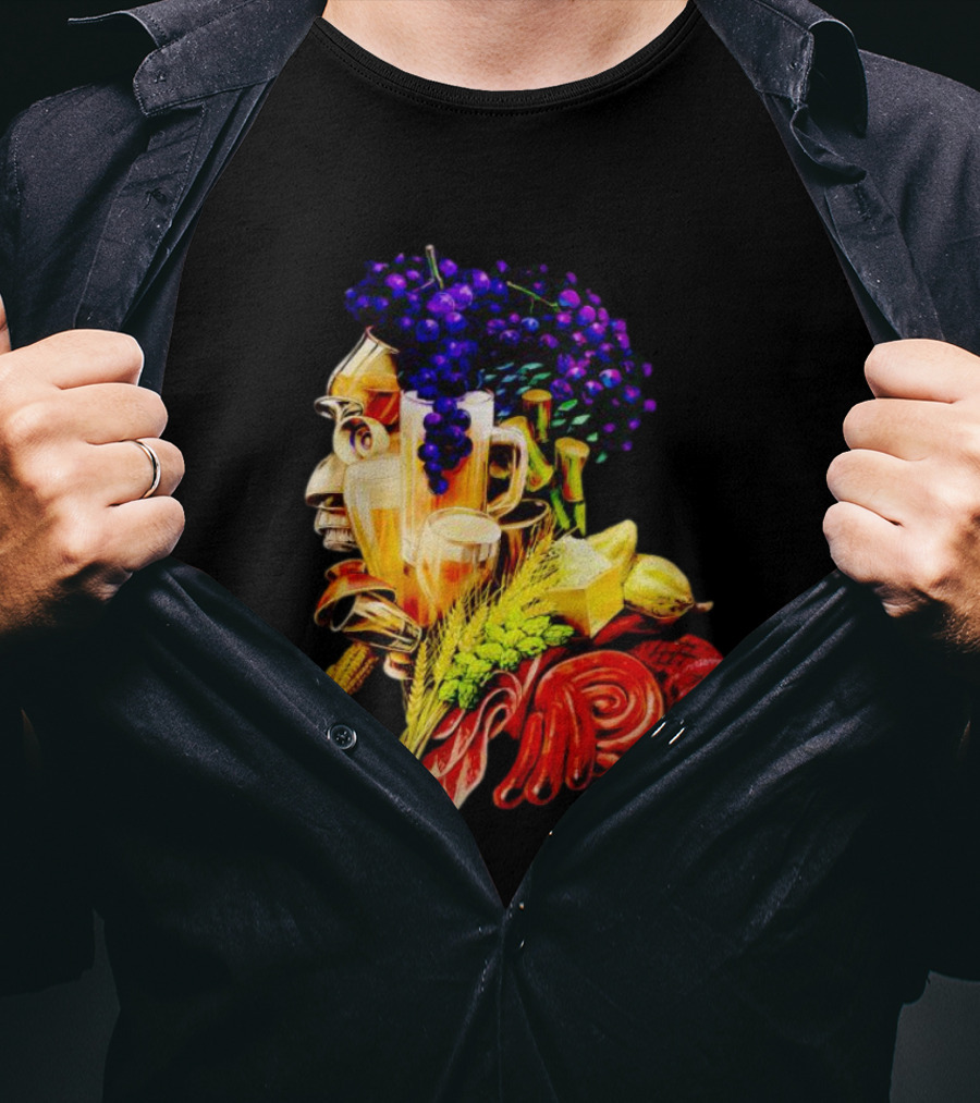 Toru Yano Damashie Baroque Food Face With Grapes And Wheat T-Shirt