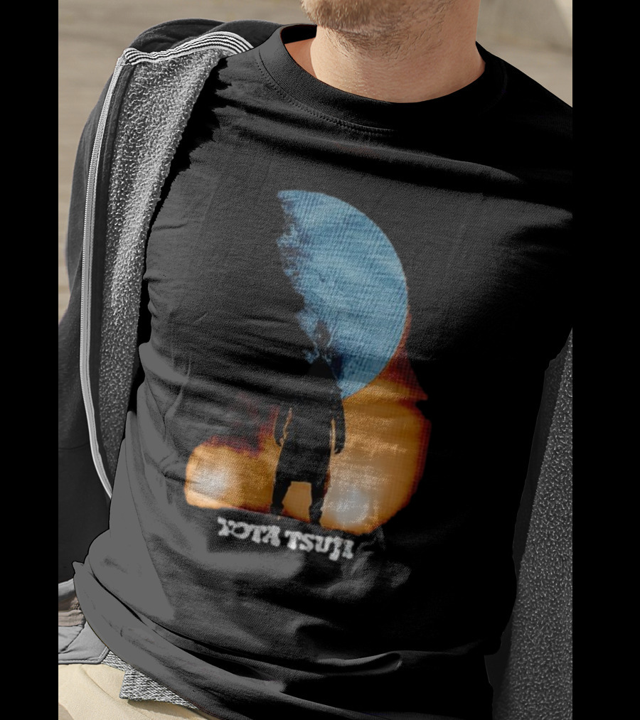 Yota Tsuji Moonrise Silhouette Against Orange And Blue Sky T-Shirt