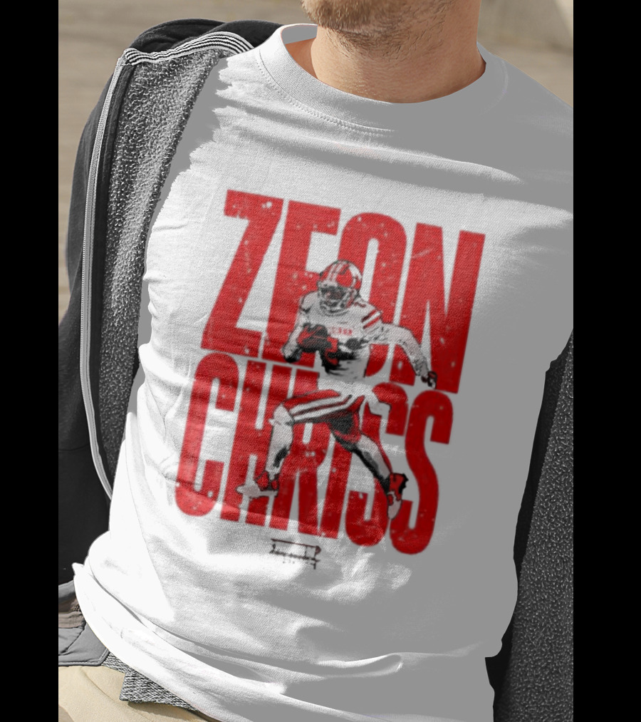 Zeon Chriss Football Caricature In Red Text And Black T-Shirt