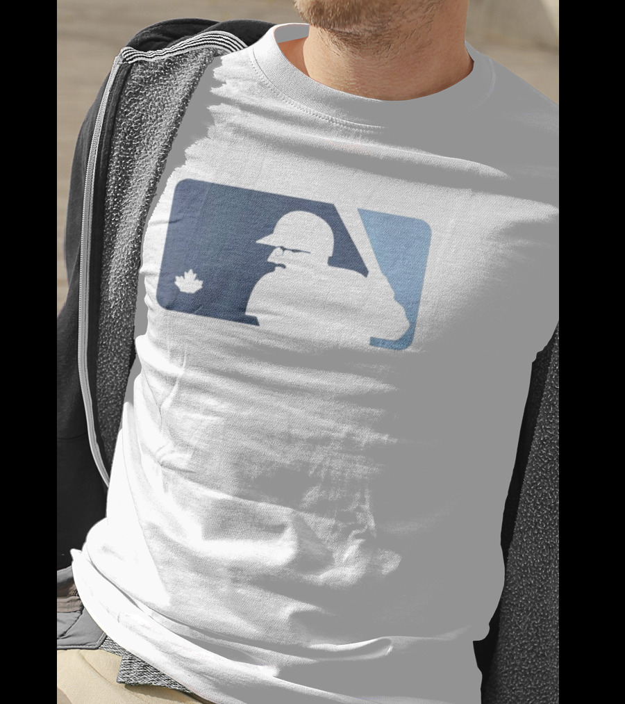 BlueJays Schneider Stache Batter Silhouette With Maple Leaf T-Shirt