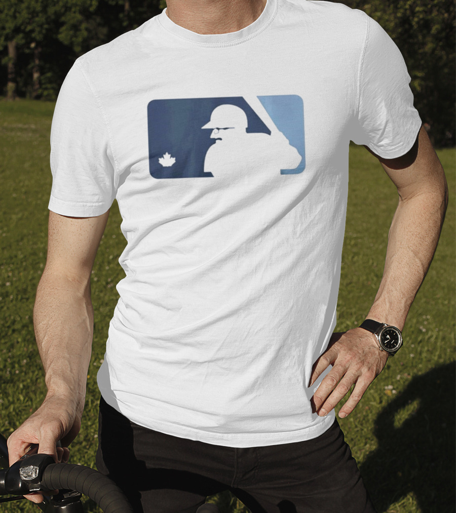 BlueJays Schneider Stache Batter Silhouette With Maple Leaf T-Shirt