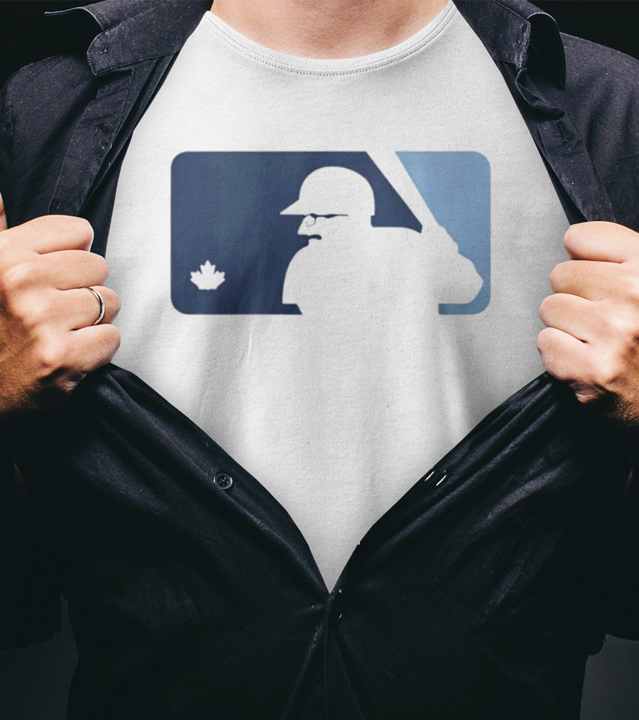 BlueJays Schneider Stache Batter Silhouette With Maple Leaf T-Shirt