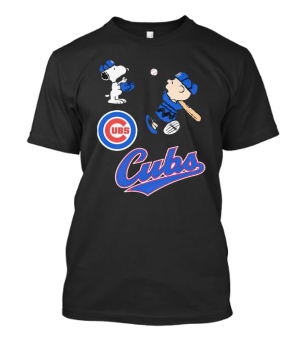 Snoopy And Charlie Brown In Chicago Cubs Baseball Uniforms T-Shirt