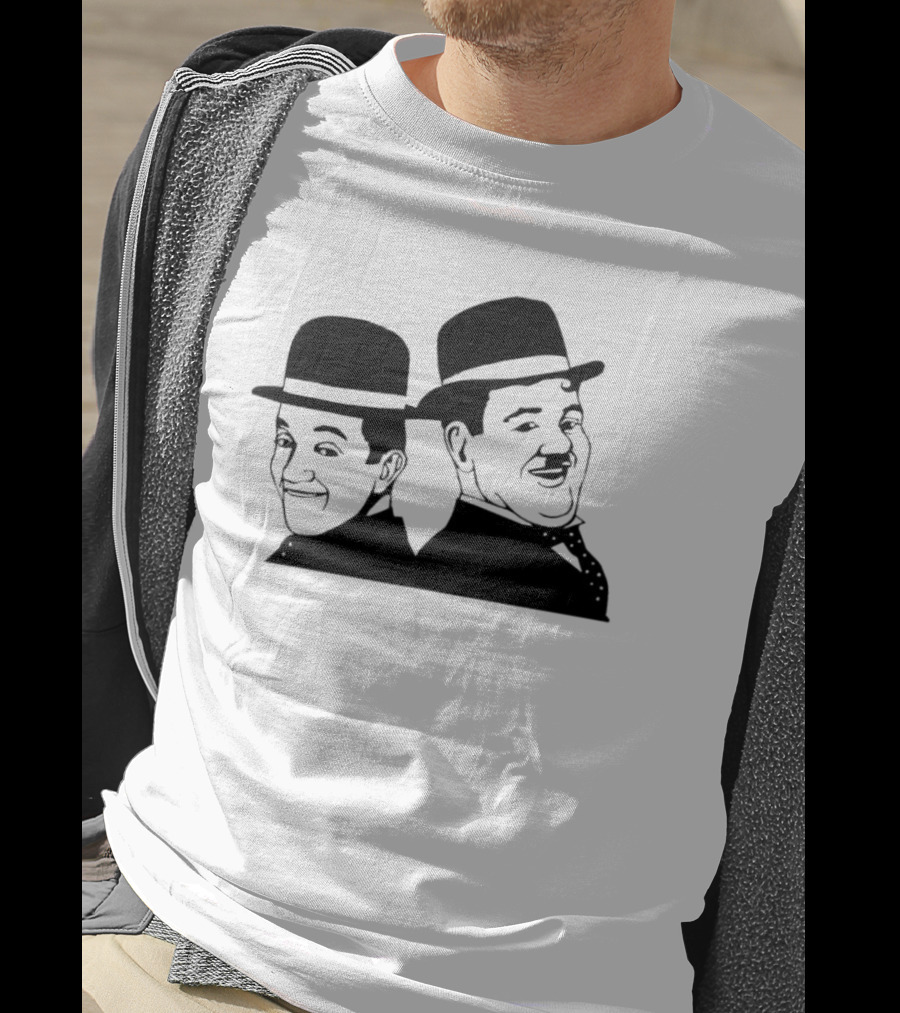 Laurel And Hardy Classic Film Comedy Duo Drawing T-Shirt