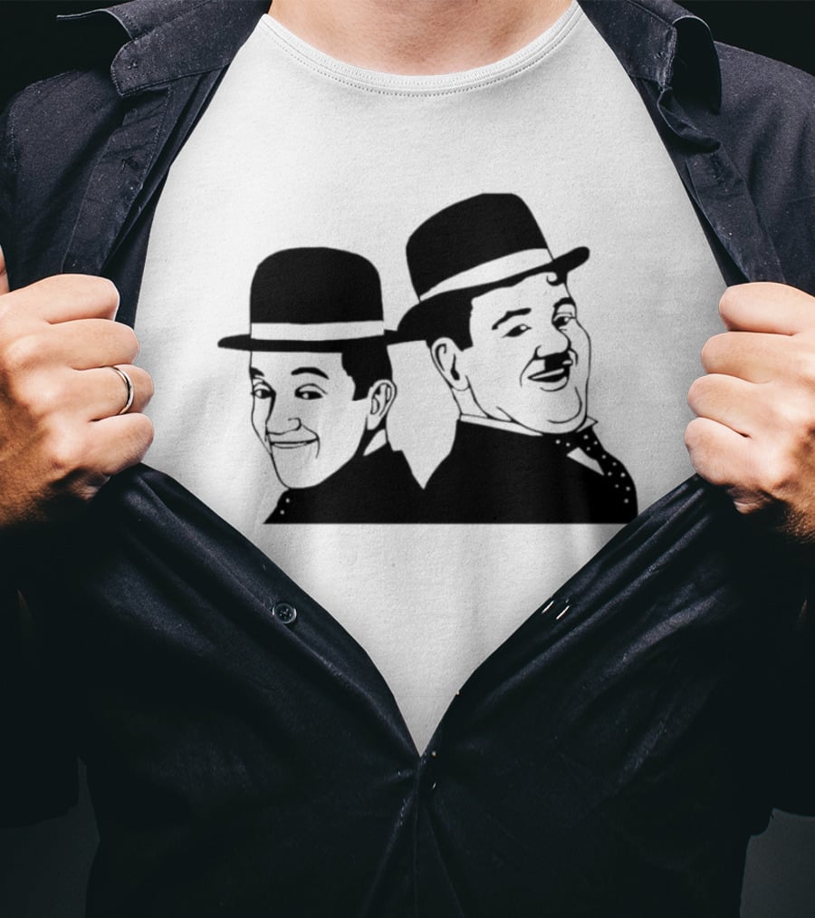 Laurel And Hardy Classic Film Comedy Duo Drawing T-Shirt