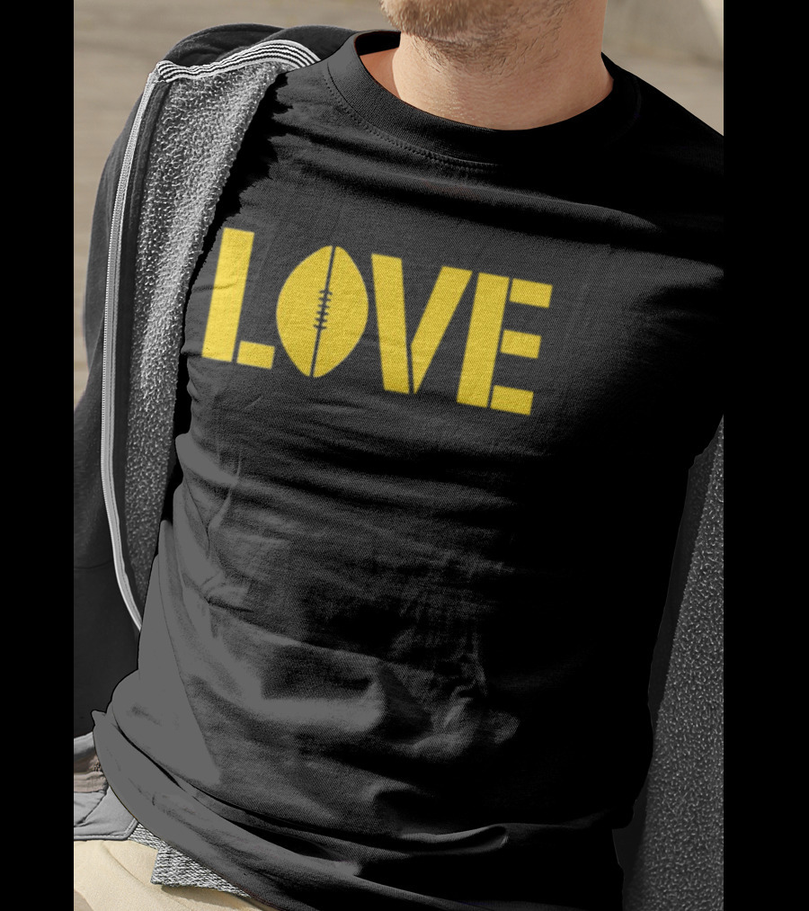 LOVE Football Vertical Stencil T-Shirt